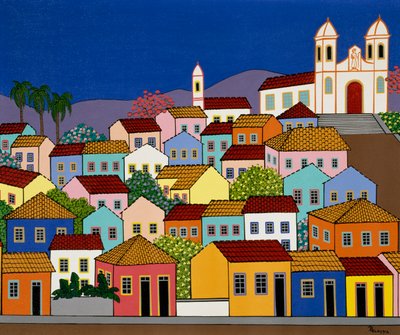 Ciudad brasileña de Ouro Preto con la iglesia de San Francisco de Paola en la colina Piedale de School Brazilian