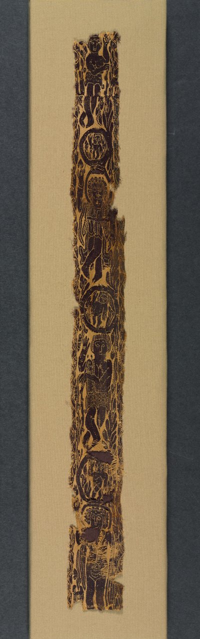 Banda ornamental de hombro de una túnica, 600-650 (tejido de tapiz con envoltura de trama suplementaria, lino sin teñir y lana teñida) de School Byzantine