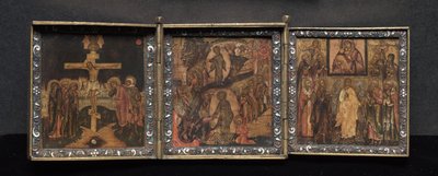 Tríptico portátil: La Resurrección y Anastasis de School Byzantine