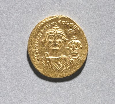 Sólido con Heraclio y su hijo Heraclio Constantino (anverso), c.616-625 de School Byzantine