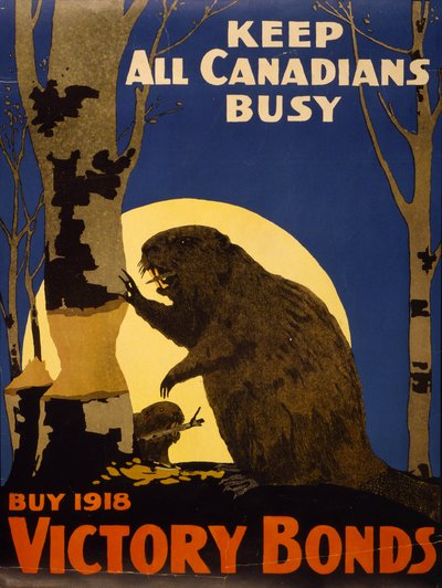 Mantenga a todos los canadienses ocupados: Comprar bonos de la victoria de 1918, c.1918 (litografía en color) de School Canadian