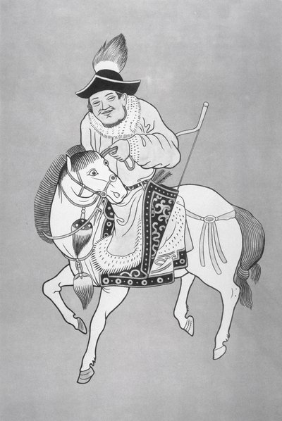 Arquero a caballo mongol, según un dibujo chino de School Chinese