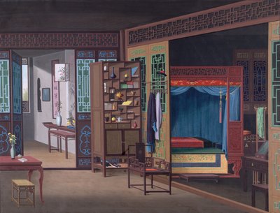 Agregar. O. 2190 Dibujo del interior de la casa de un funcionario chino de School Chinese