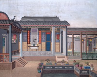 Agregar. O. 2196 Dibujo del interior de la casa de un funcionario chino de School Chinese