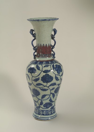 Jarrón Ming azul y blanco de School Chinese