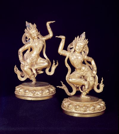 Bodhisattva, par de figuras de Husante de School Chinese