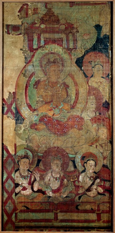 Arte chino: grupo de Boddhisatvas (o Bodhisatvas) de School Chinese