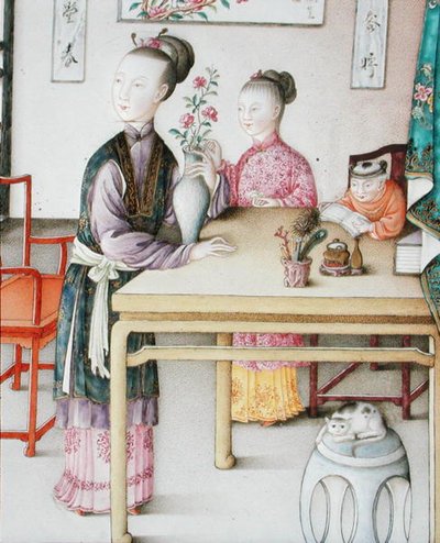 (detalle) de un panel imperial de Cantón, período Qianlong de School Chinese