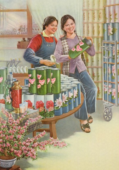 "Flores de amistad", cartel de propaganda de la Revolución Cultural China de School Chinese