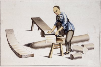 Cómo cortar la sustancia del papel chino (según un dibujo chino) - sd principios del siglo XIX de School Chinese