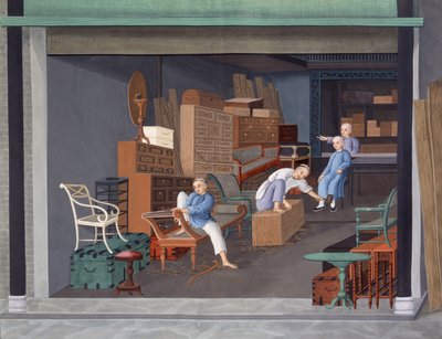 Fabricación de ebanistería europea, c.1825 (gouache sobre papel) de School Chinese