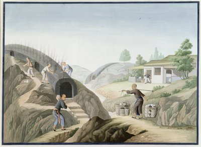 Fabricación de porcelana: La cocción del horno del dragón (acuarela y gouache sobre papel) de School Chinese