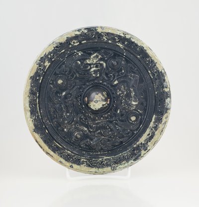Espejo con diseño de dragón y tigre, 0-199 (bronce) de School Chinese