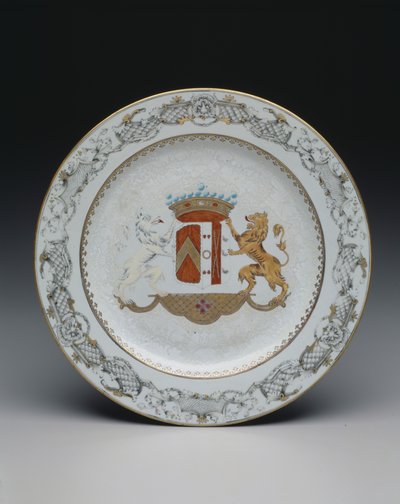 Plato con escudo de armas, c.1740 de School Chinese