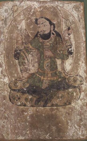 Roustem, el dios de la seda, Turkestán chino, siglos VI-VII a. C. (pintura sobre panel de madera) de School Chinese