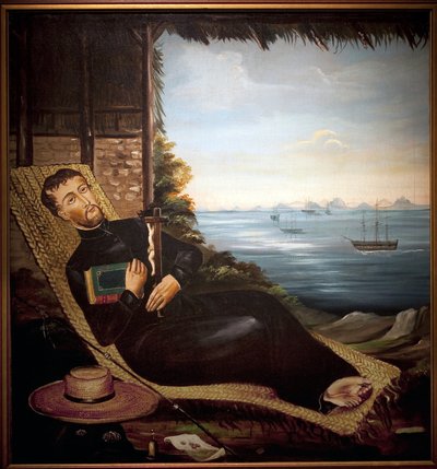 San Francisco Javier descansando frente a la bahía de Hong Kong (China). Museo de Port Louis de School Chinese