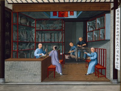 Selling Tuttenage Metalwares, c.1825 (gouache sobre papel) de School Chinese
