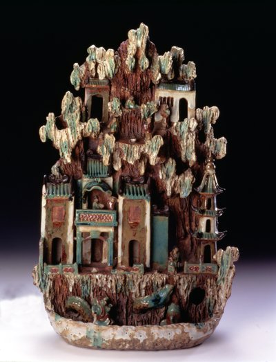 Paraíso taoísta de la montaña en Penglai hecho en los hornos de Shiwan, provincia de Guangdong, dinastía Qing 1644-1912, finales del siglo XIX de School Chinese