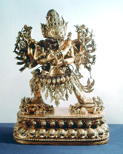 Vajrabhairava, aspecto de Yamantaka, el guardián de la ley, Dinastía Qing de School Chinese