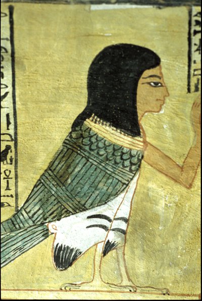 Antiguo Egipto, Pintura mural Tumba de Inherkhau, Tebas, Tumba de los Nobles, dinastía XX, Ba o alma de Inherkhau (foto) de School Egyptian