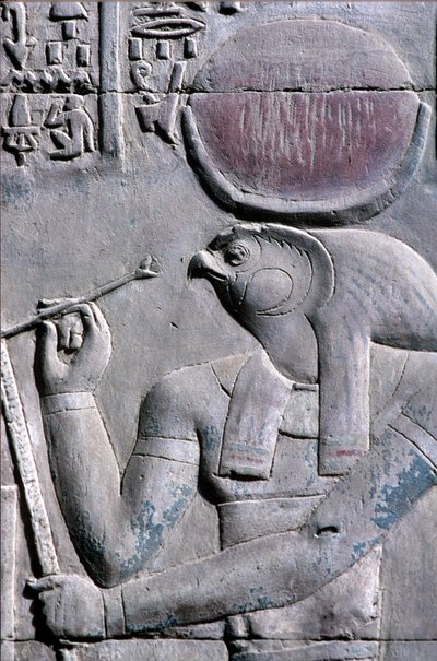 Antiguo Egipto, Pintura mural/talla, Horus escribe en un rollo de papiro, Templo de Sebek y Horus, Kom Ombo (foto) de School Egyptian