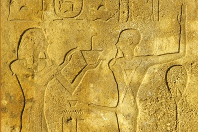 Antiguo Egipto, Pintura mural/talla, Templo de Karnak/Luxor, Hatshepsut ofrece incienso al Dios Min de School Egyptian