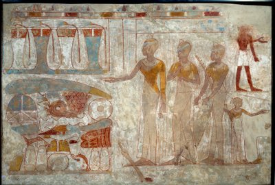 Arte egipcio antiguo: músicos en un banquete. de School Egyptian