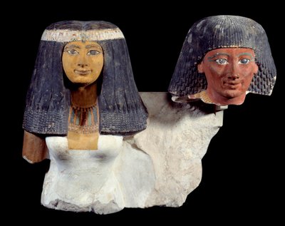 Arte del Antiguo Egipto: Senynefer y su esposa Hatshepsut (1410 a.C.). Escultura de la dinastía XVIII nuevo imperio. París, Museo del Louvre. de School Egyptian