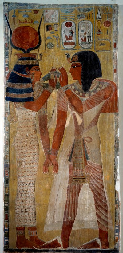 Arte del antiguo Egipto: Rey Seti I y la diosa Hathor, de la tumba de Seti I de School Egyptian