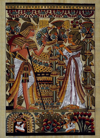 Antigüedades egipcias: ofrenda al faraón. Papiro, Nuevo Imperio de School Egyptian