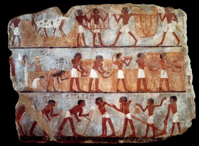 Siembra y cosecha de la tumba del escriba Unsou (fresco) de School Egyptian