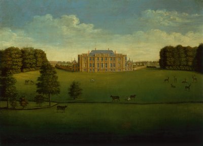 Una perspectiva de Gautby Hall, Lincolnshire desde el otro lado del lago de School English