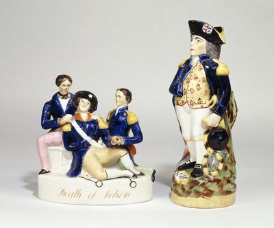 Un grupo de retratos de Staffordshire de la muerte de Nelson de School English