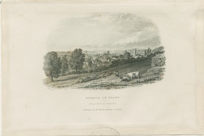 Puente y ciudad de Burton-upon-Trent (grabado en acero) de School English