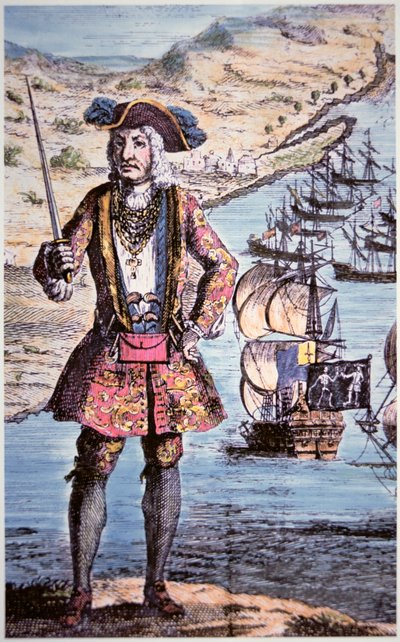 Capitán Bartholomew Roberts, grabado por James Basire de School English