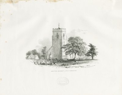 Iglesia de Drayton Bassett: litografía (viñeta), nd [c 1825-30] de School English