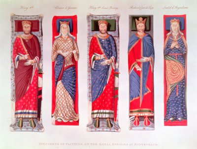 Enrique II, Leonor de Aquitania, Ricardo I e Isabel de Angulema (impresión) de School English