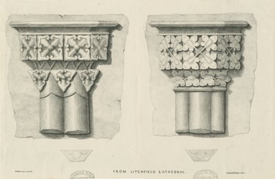 Interior de la Catedral de Lichfield - Follaje Tallado (litografía, s/f [?siglo XIX]) de School English