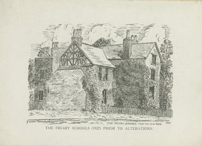 Lichfield - Escuelas del Friary: grabado en línea de School English