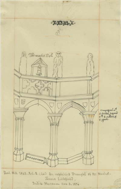 Lichfield - Plaza del Mercado: calco, 3 Nov 1836 de School English
