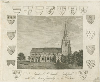 Lichfield - Iglesia de San Miguel: grabado, nd [?finales del siglo XVIII] de School English