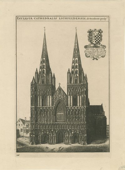 Catedral de Lichfield - Fachada Oeste: grabado de School English