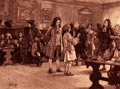 London Coffee-House in the Reign of Queen Anne (impresión) de School English