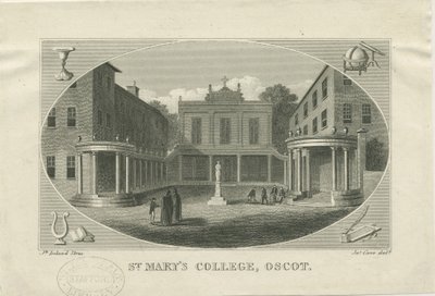 Oscott - Colegio de Santa María: grabado en acero, nd [?siglo XIX] de School English
