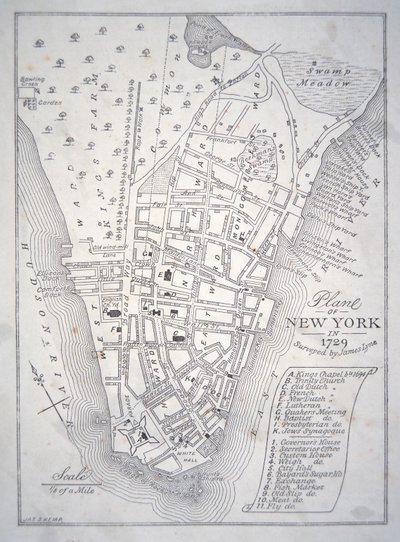 Plano de Nueva York en 1729 de School English