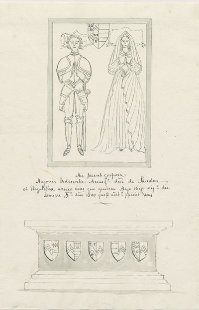 Iglesia de Sandon - Tumba de Hugh Erdeswicke y Elizabeth Harcourt de School English