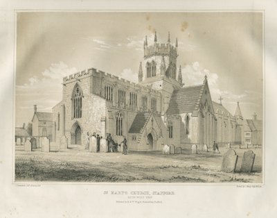 Stafford - Iglesia de Santa María: litografía tintada de School English