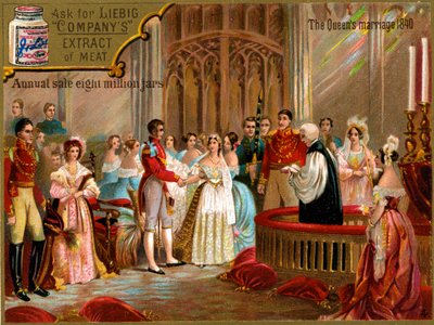 La boda de la reina Victoria con el príncipe Alberto en 1840, Tarjeta Liebig (impresión) de School English