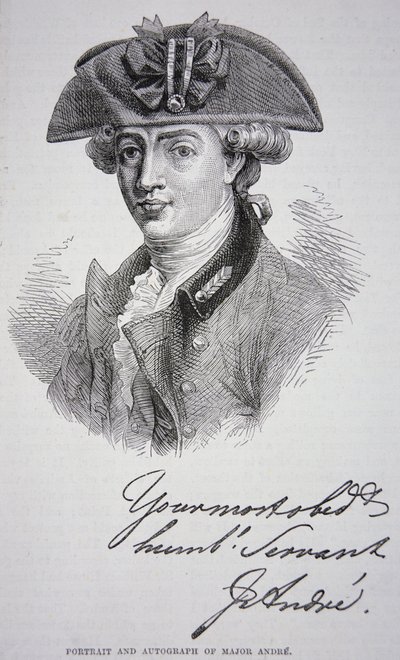 El retrato y autógrafo del Mayor John Andre de School English