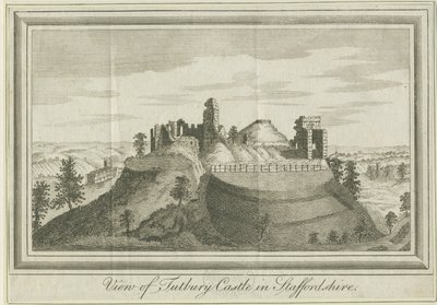 Castillo de Tutbury - Vista Este: grabado, nd [1731] de School English
